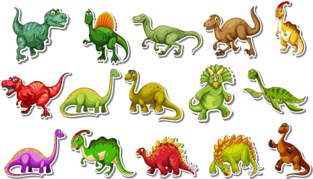 Stickere Fluturi, Animale, Pasari Si Pesti - Set Stickere - Dinozauri Colorati - 40x70 cm