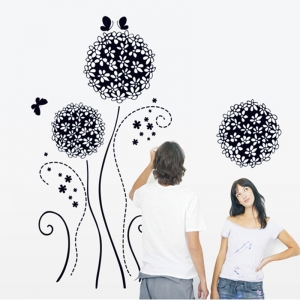 Autocolant decorativ - Flori si fluturi [1]