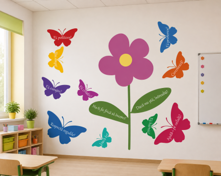 Autocolant Floare cu Fluturasi cu Mesaje, 125x150 cm [0]