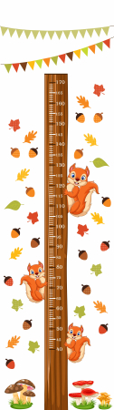 Sticker Masurator De Inaltime - Grafic De Crestere - Autocolant Masurator Inaltime Veverite, 60x190 cm