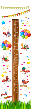 Sticker Masurator De Inaltime - Grafic De Crestere - Autocolant Masurator Inaltime Furnici, 63x190 cm