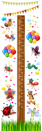 Sticker Masurator De Inaltime - Grafic De Crestere - Autocolant Masurator Inaltime Insecte, 60x190 cm
