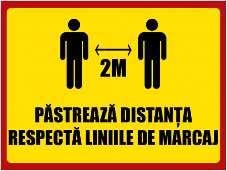 Stickere Decorative - Autocolant Preventie COVID - Pastreaza Distanta - 40x30 cm