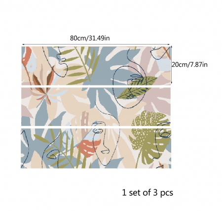 Autocolante pentru mobila - Frunze Tropicale si Siluete- 20x80 cm x 3 bucati [1]