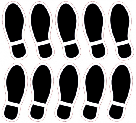 Stickere Decorative - Autocolante Podea - Traseu - Talpi - 20x8 cm - set 10 bucati