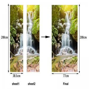 Autocolant usi interior - Cascada pe stanca - 2 folii de 38,5x200 cm [5]