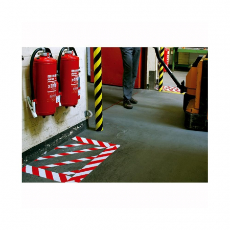 Banda adeziva marcare, PVC alb/rosu, 50mm x 66m [1]