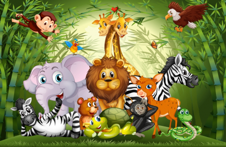 Fototapet - Fototapet - Animale in Jungla
