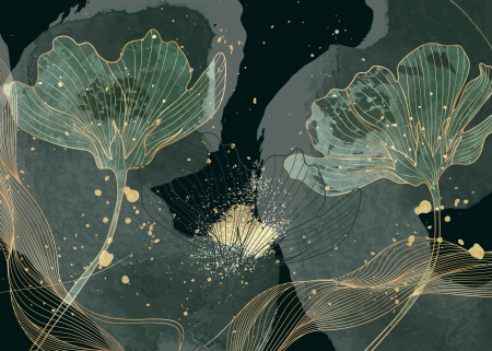 Fototapet Floral - Fototapet Golden Lotus
