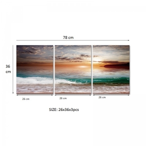 Set Tablouri Canvas - 3 piese - Mare la apus - 78x36 cm [3]