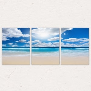 Set Tablouri Canvas - 3 piese - Plaja sub cer albastru - 78x36 cm [3]