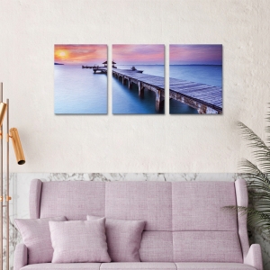 Set Tablouri Canvas - 3 piese - Ponton sub Asfintit Violet - 78x36 cm [1]