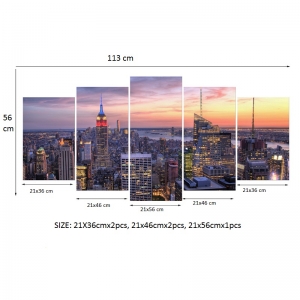 Set Tablouri Canvas - 5 piese - Oras Luminat - 113x56 cm [4]