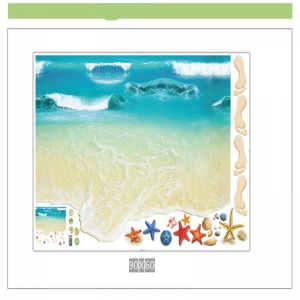 Sticker 3D pentru podea - Plaja cu valuri [4]