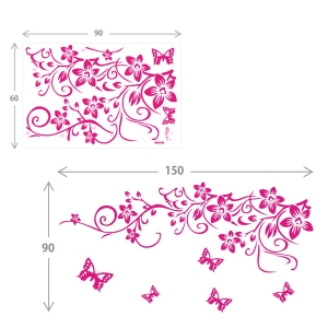 Sticker camera zi - Flori si fluturasi roz [2]