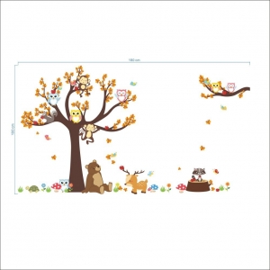 Sticker copii - Copac, frunze de toamna si animale [5]