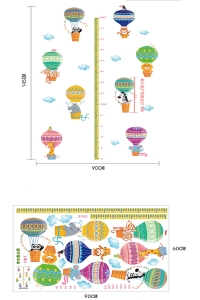 Sticker copii masurator inaltime cu animale in baloane cu aer cald - grafic de crestere [9]