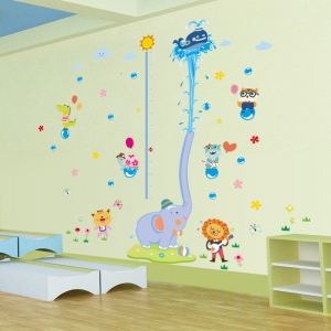 Sticker de perete camere copii - Grafic de crestere cu animale- masurator inaltime [2]