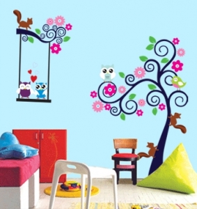 Sticker decorativ camera copii - Copac carliontat [4]