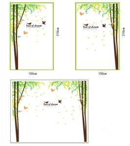 Sticker decorativ camera de zi - Padure si pasari [2]