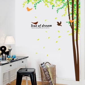 Sticker decorativ camera de zi - Padure si pasari [1]