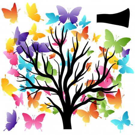 Sticker decorativ - Copac cu Fluturi [2]