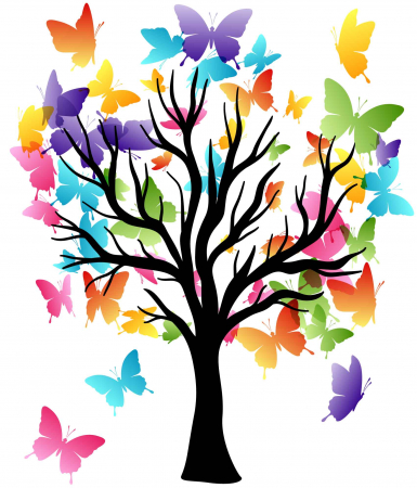 Sticker decorativ - Copac cu Fluturi [1]