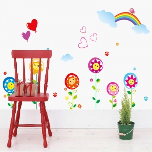 Sticker decorativ copii - Floricele sub curcubeu [3]