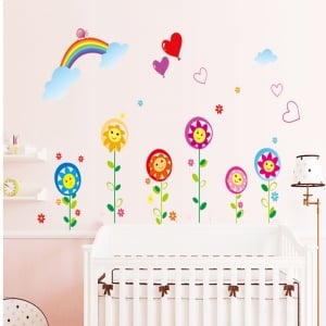 Sticker decorativ copii - Floricele sub curcubeu [1]