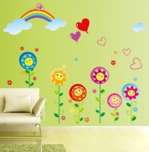 Sticker decorativ copii - Floricele sub curcubeu [4]