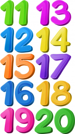Stickere Educative - Litere, Numere, Tabla De Scris - Sticker educativ, Numere Colorate 11-20, 60x100 cm