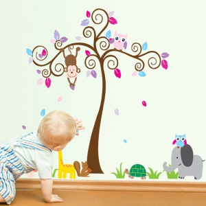 Sticker gigant pentru copii - Copacel si animale din jungla [4]