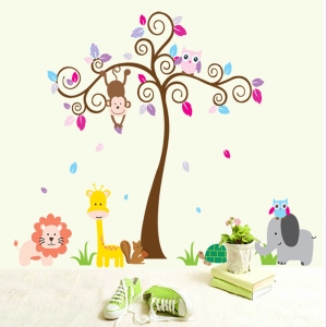 Sticker gigant pentru copii - Copacel si animale din jungla [5]
