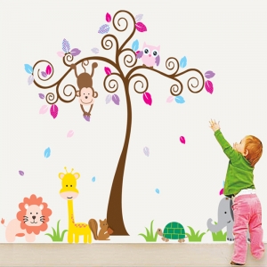Sticker gigant pentru copii - Copacel si animale din jungla [3]