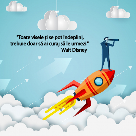 Stickere Decorative - Sticker motivational scoli, Visele ti se pot implini, citat Disney - 125x125 cm