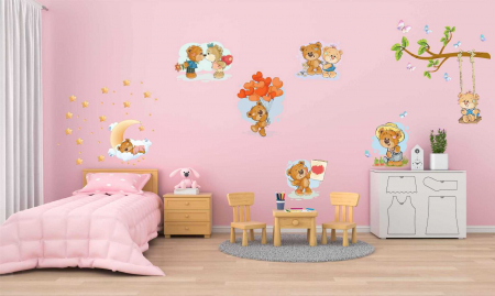 Stickere Jungla Cu Animale, Copaci, Flori, Castele - Sticker pentru copii - Ursuleti