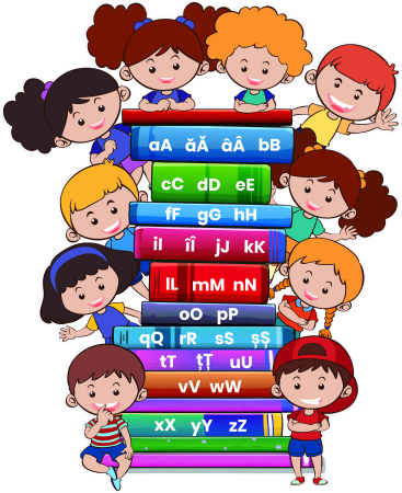 Stickere Decorative - Sticker Alfabet si Copii cu Carti, 103X125 CM