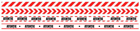 Stickere Decorative - Sticker Podea - Banda de Marcare - 94x5 cm - Set 5 BUC - Rosu, Alb