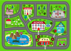 Stickere Decorative - Sticker podea - Oras cu strazi