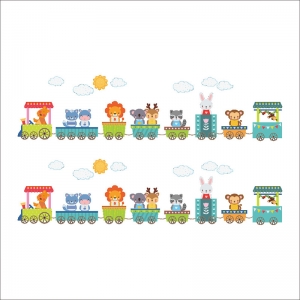 Stickere brauri decorative - Tren cu animale [0]