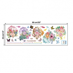 Autocolante camera de zi - Ghirlande cu flori - 120x78 cm [4]