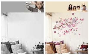 Stickere decorative - Ramura cu flori roz [6]