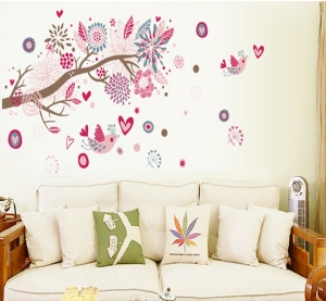 Stickere decorative - Ramura cu flori roz [2]