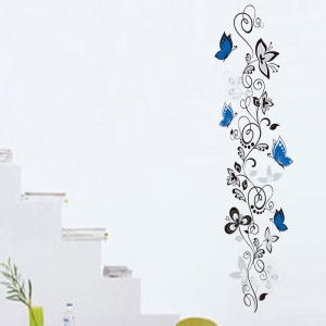 Stickere - Flori si fluturi albastri - 40x120 cm [0]