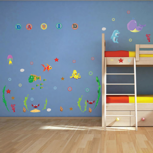 Stickere pentru camere bebelusi - Lumea marii - Nume personalizat din litere [1]