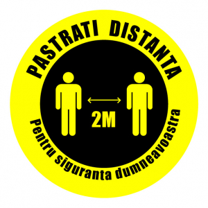 Stickere Semnalistica - Set 3 BUC - Stickere Podea - Preventie Coronavirus - Pastrati Distanta - Rotund - diametru 22 cm