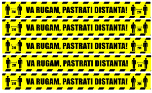 Stickere Semnalistica - Stickere Podea - Preventie COVID - Pastrati Distanta - Set 5 BUC - 94x10 cm