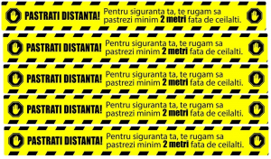 Stickere Semnalistica - Stickere Podea - Preventie COVID - Pastrati Distanta - Set 5 BUC - 94x10 cm