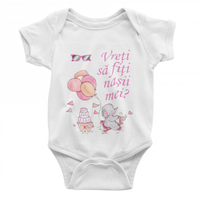 Body fetita personalizat cu mesajul - Vreti sa fiti nasii mei [2]