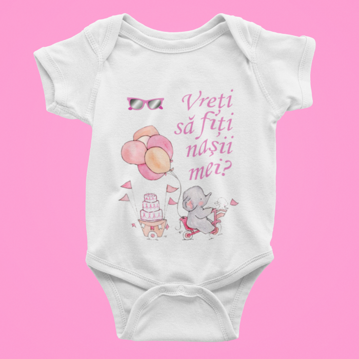Body fetita personalizat cu mesajul - Vreti sa fiti nasii mei [1]